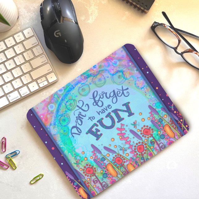 Have Fun Colourful Wildflowers Dragonflies  Mouse Pad (Have Fun Wildflowers Dragonflies Inspirivity Mousepad)