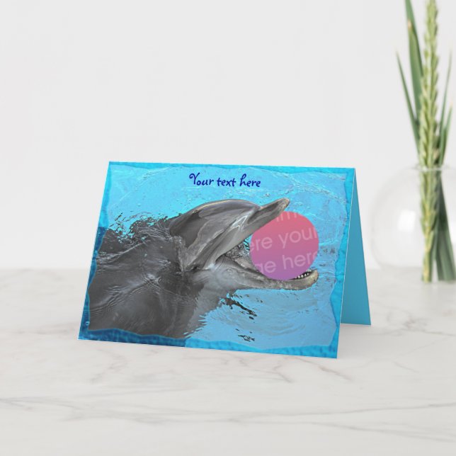 Have fun with a dolphin (template 2) card (Front)