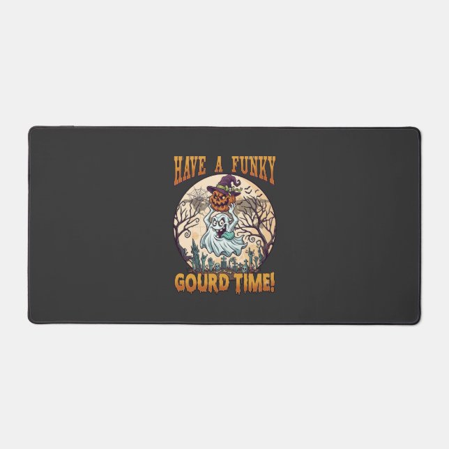 Have Funky Gourd Time Ghost Pumpkin Graveyard Desk Mat (Front)