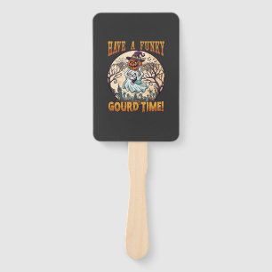 Have Funky Gourd Time Ghost Pumpkin Graveyard Hand Fan