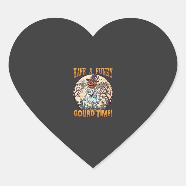 Have Funky Gourd Time Ghost Pumpkin Graveyard Heart Sticker (Front)