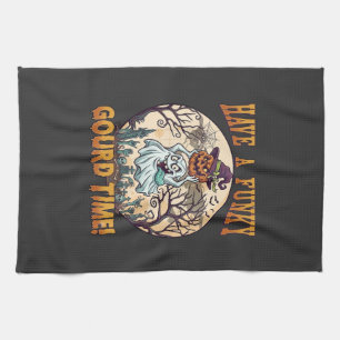 Have Funky Gourd Time Ghost Pumpkin Graveyard Kitchen Towel