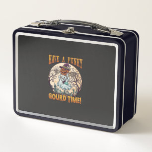 Have Funky Gourd Time Ghost Pumpkin Graveyard Metal Lunch Box