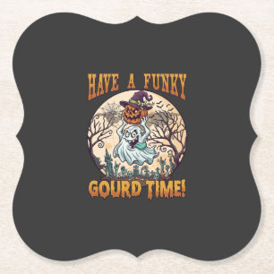Have Funky Gourd Time Ghost Pumpkin Graveyard Paper Coaster