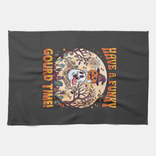 Have Funky Gourd Time Halloween Ghost Pumpkin_1 Kitchen Towel