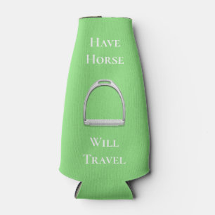 "Have Horse Will Travel" Equestrian Lime Green Bottle Cooler