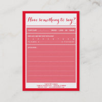 have something to say comment card