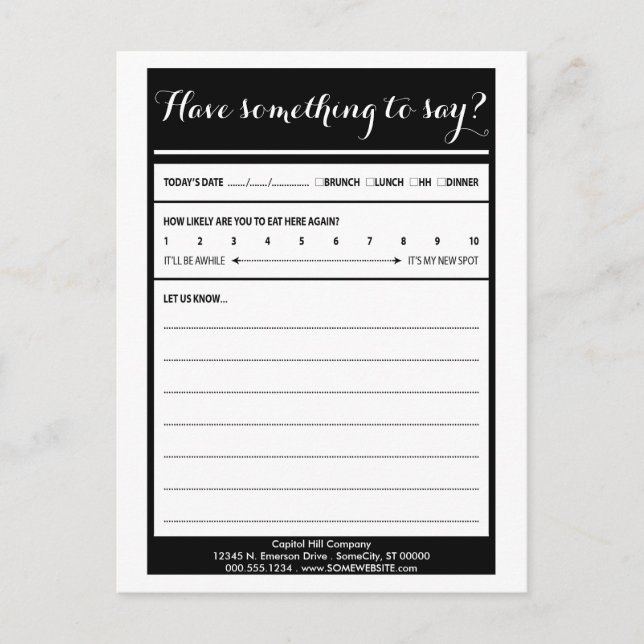 have something to say comment card (Front)