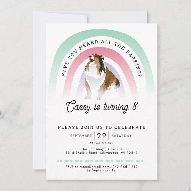 Have You Heard, Rainbow and Dog Birthday Invitation (Front)