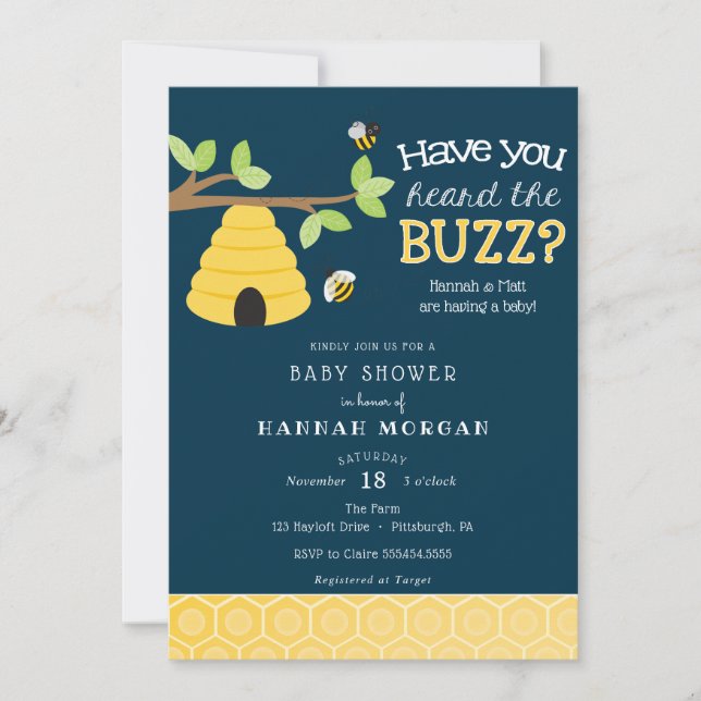 Have you Heard the Buzz? Bee Baby Shower Invitation (Front)