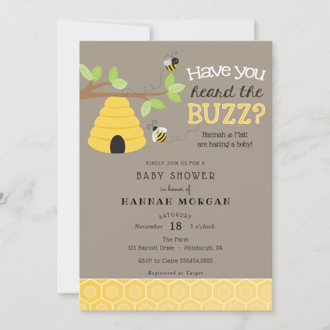Have you Heard the Buzz? Bee Baby Shower Invitation (Front)