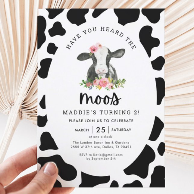 Have You Heard The Moos Cow Girl 2nd Birthday Invitation (Creator Uploaded)