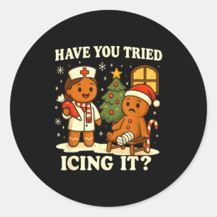 Have You Tried Icing It Gingerbread Christmas Classic Round Sticker