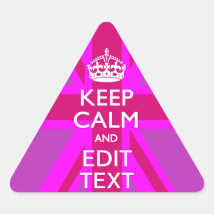 Have Your Keep Calm Text on Pink Union Jack Triangle Sticker
