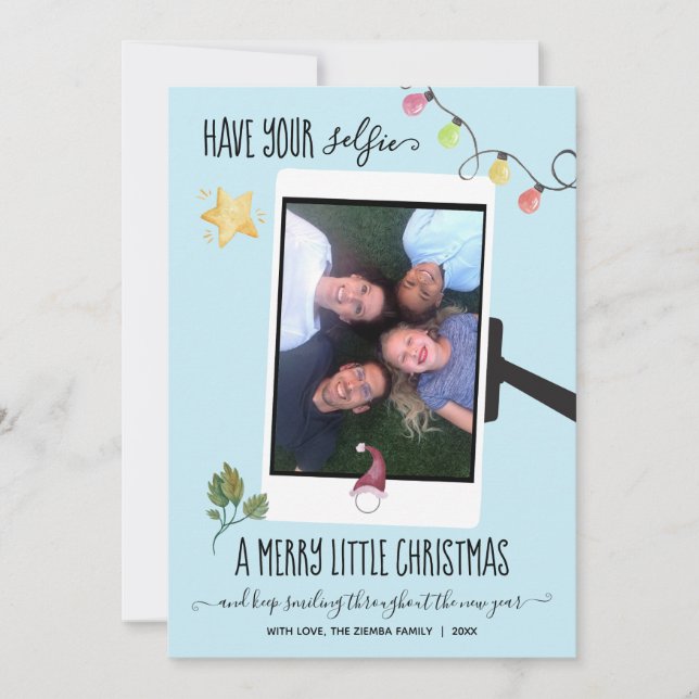 Have Your Selfie a Merry Little Christmas Photo Holiday Card (Front)
