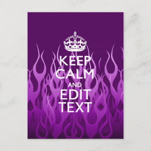 Have Your Text Keep Calm on Purple Racing Flames Postcard