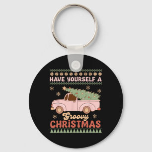 Have Yourself A Groovy Xmas Ugly Christmas Keychain