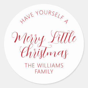 Have Yourself A Merry Little Christmas Family Name Classic Round Sticker