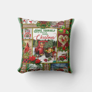 Have Yourself A Merry Little Christmas Red Truck Throw Pillow