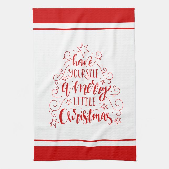 Have Yourself A Merry Little Christmas Typography Kitchen Towel (Vertical)