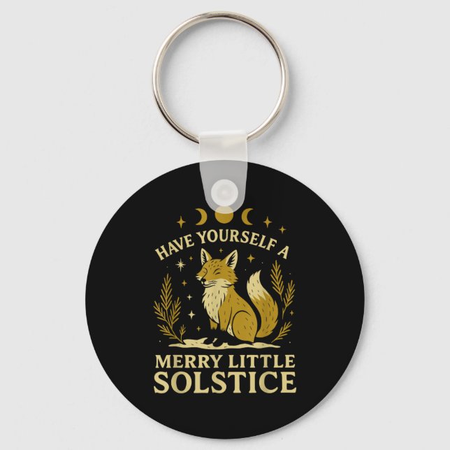 Have Yourself A Merry Little Solstice Fox Mystic  Keychain (Front)