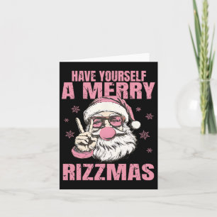 Have Yourself A Merry Rizzmas Funny Pink Santa Ret Card
