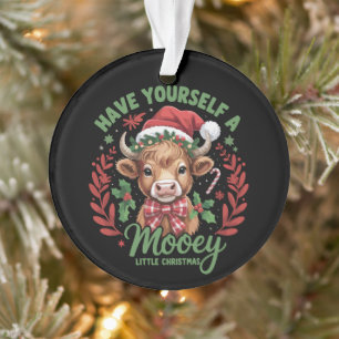 Have Yourself A Mooey Little Xmas Highland Cow Ornament