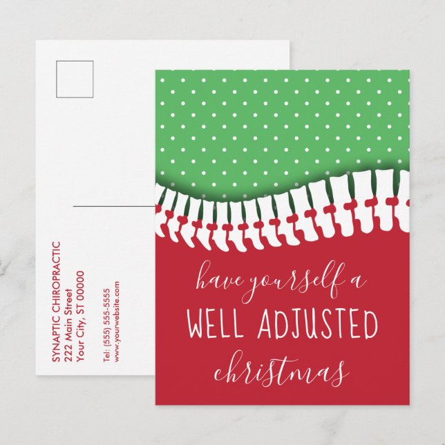 Have Yourself A Well Adjusted Christmas Chiro Holiday Postcard (Front/Back)