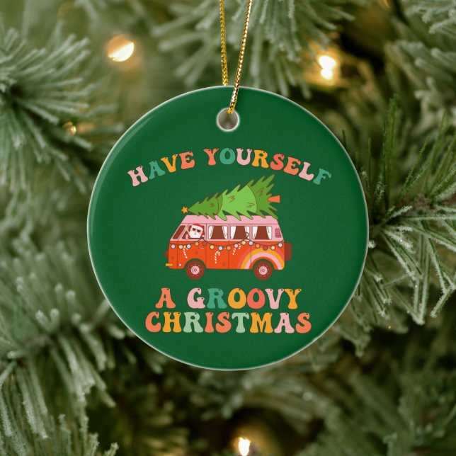 Have Yourself Groovy Christmas! Ceramic Ornament (Tree)