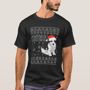 Havenese Dog Ugly Christmas Gift Santa Claus Hat M T-Shirt