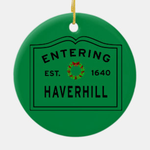 Haverhill, MA Vacances Wreath Ornement en céramiqu