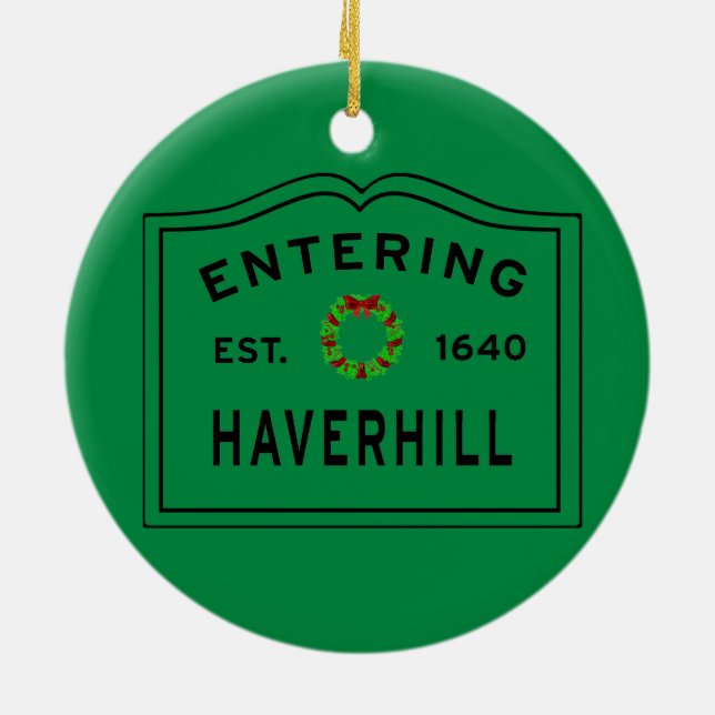 Haverhill, MA Vacances Wreath Ornement en céramiqu (Dos)