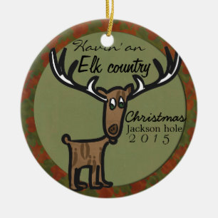 Havin an elk country christmas family ornament