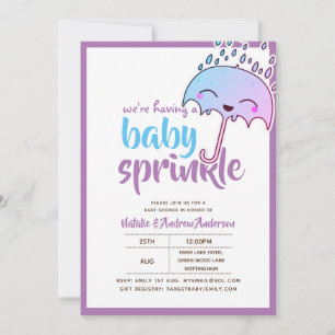 Having A Baby SPRINKLE Kawaii Purple Blue Invitation
