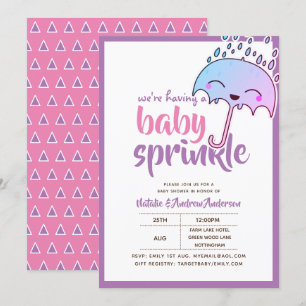 Having A Baby SPRINKLE Kawaii Purple Pink Invitation