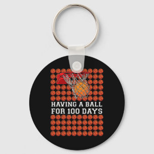Having A Ball 100 Days Basketball Kids Boy Smarter Keychain