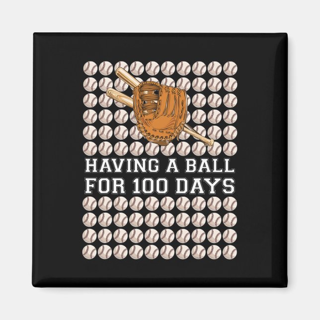 Having A Ball For 100 Days Baseball Kids Boy Smart Magnet (Front)