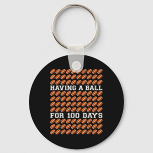 Having A Ball For 100 Days Of School Football Teac Keychain