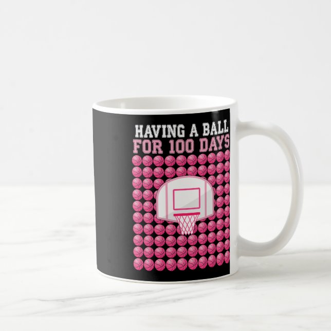 Having A Byll For 100 Days School Bysketbyll 100th Coffee Mug (Right)
