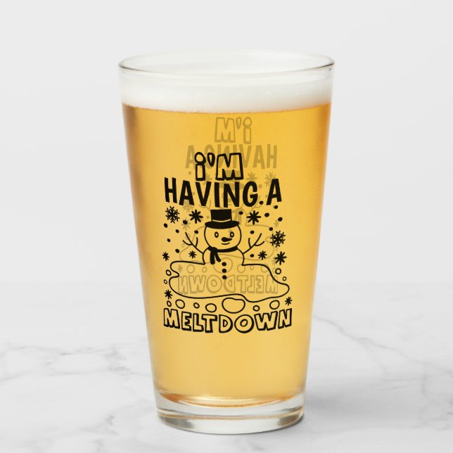 Having a Meltdown | Funny Christmas Snowman Humour Glass (Front Filled)