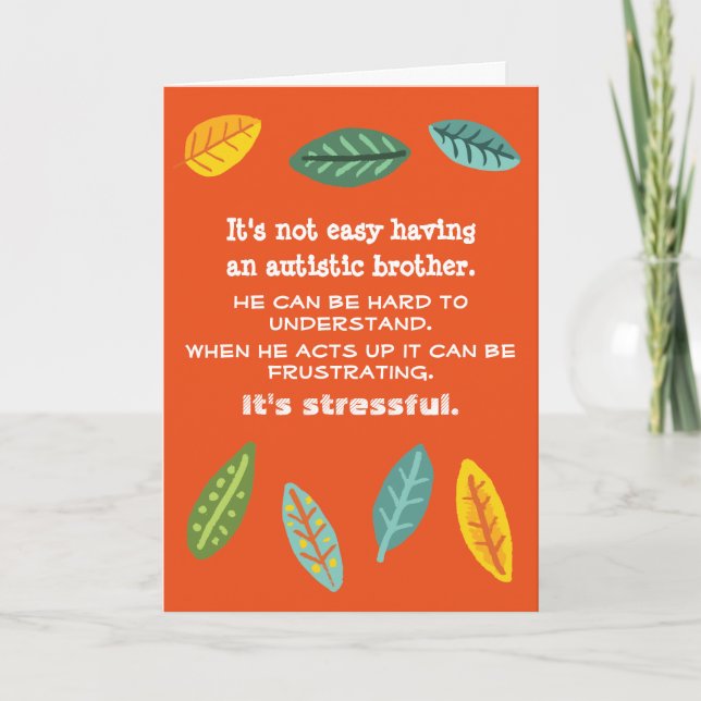 Having a Sibling with Autism Encouragement Card (Front)