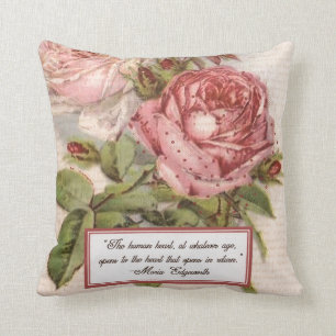 Having an Open Heart: Victorian Pink Roses Print Throw Pillow