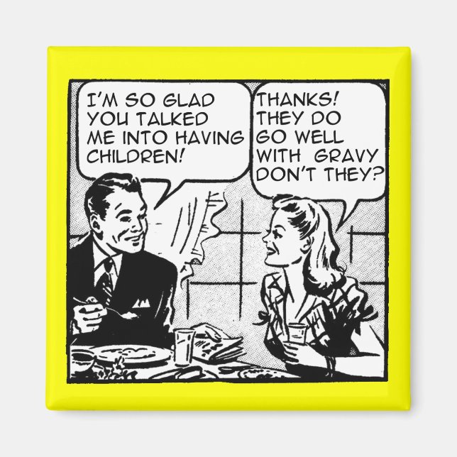 Having Children Funny Retro Fridge Magnet Humour (Front)