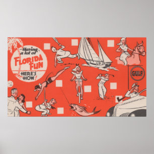 Having Fun in Florida Gulf Oil Advertisement Poster