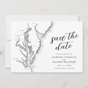 Havre de Grace Maryland Map Modern Wedding Save The Date