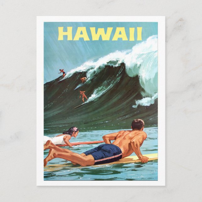 Hawaï, surf, grande vague, carte postale voyage vi (Devant)