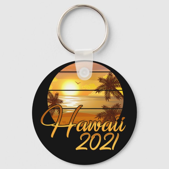 Hawaii 2021 Hawaiian Family Vacation Matching Keychain (Front)