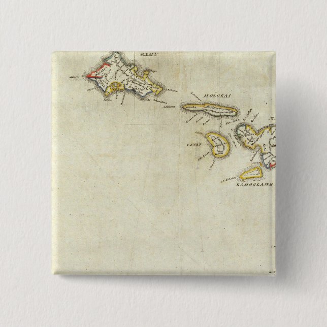 Hawaii 3 2 inch square button (Front)