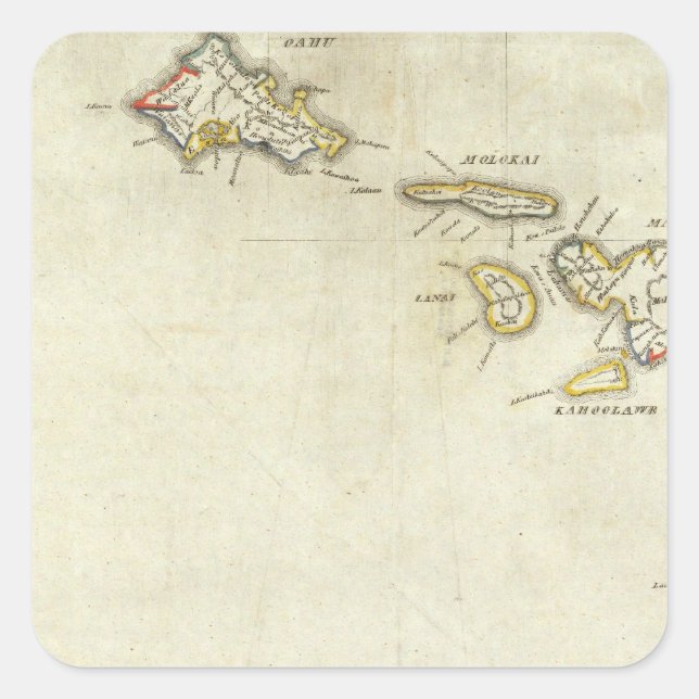 Hawaii 3 square sticker (Front)