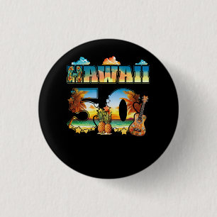 Hawaii 50Th State Hawaiian Beach Hibiscus 50 Maui 1 Inch Round Button